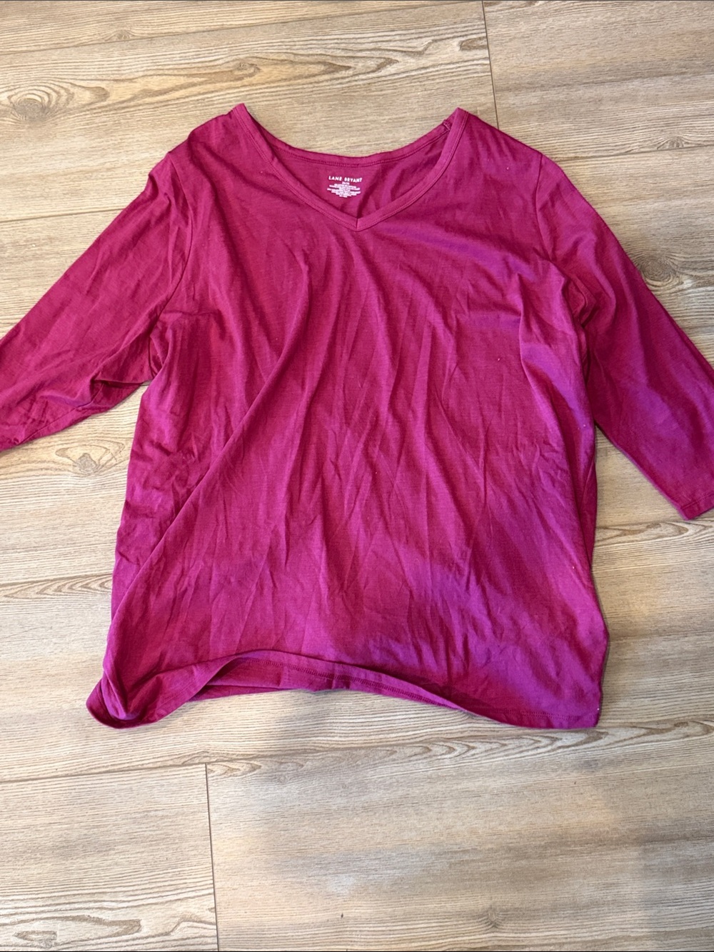 Lane Bryant Berry V-Neck Long Sleeve Tee